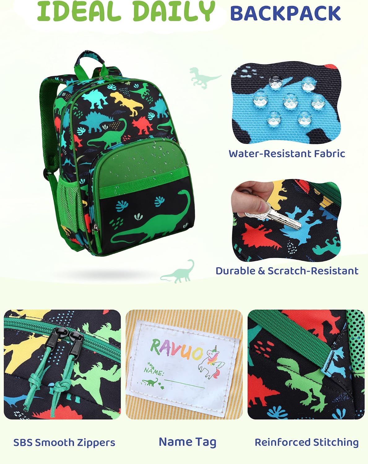Detalle de RAVUO Boys Backpack: Lightweight, Durable School Rucksack for Ages 5–8