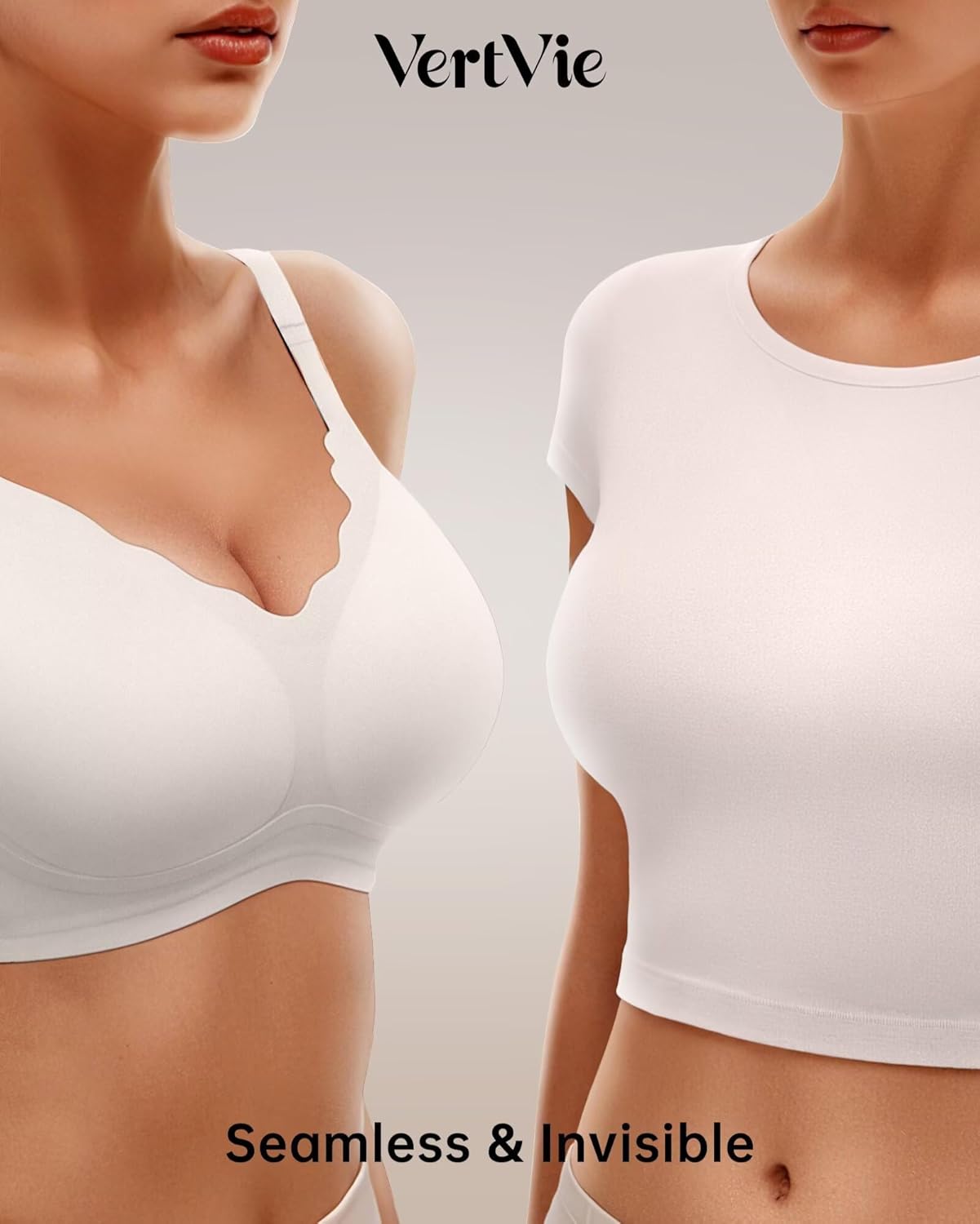 Thumbnail 3 de Vertvie Women Seamless Jelly Bras: Wireless Push-Up Bralette with Full Coverage