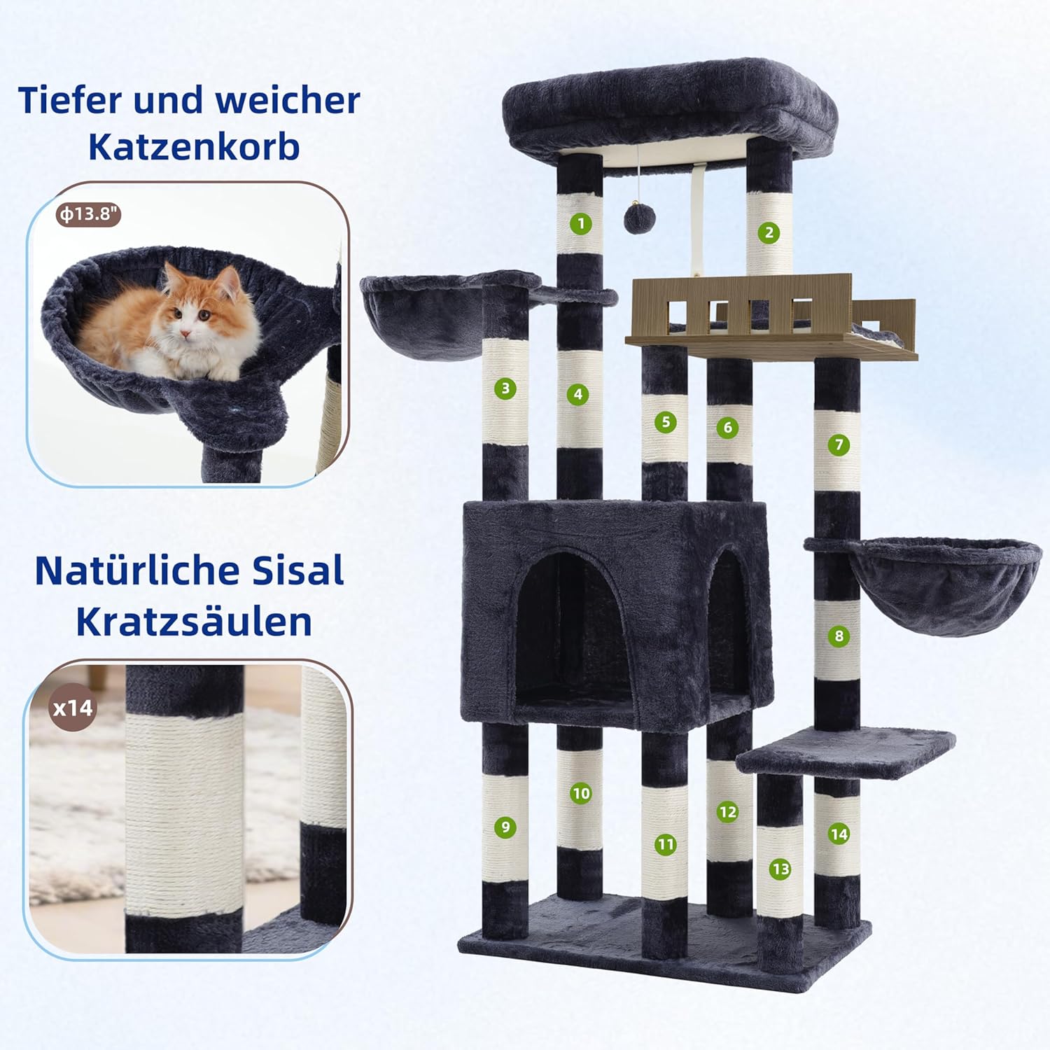 Thumbnail 4 de Gitelsnour Großer Kratzbaum für Innenbereich – stabil, robust und vielseitig