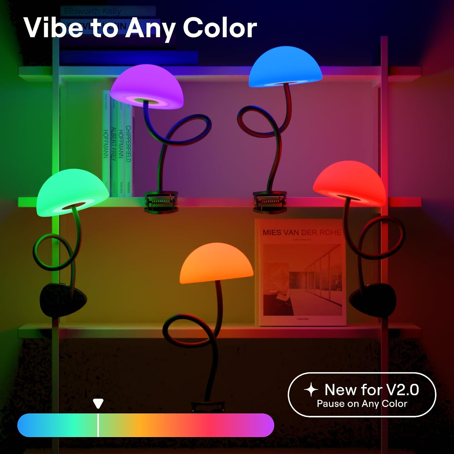 Detalle de Smallish Shroommate SHM-2.0-White Clip-On Lamp with Adjustable Multicolor LEDs