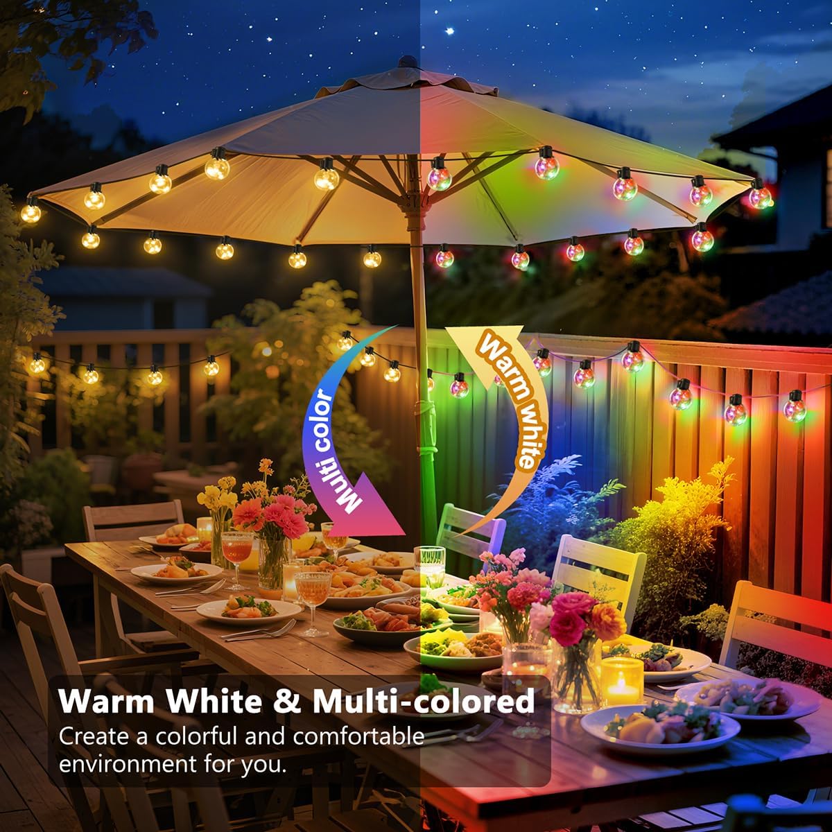 Detalle 2 de KepStars AC-20B-25F-DAUL Outdoor String Lights, 25 ft, 20 LED Bulbs