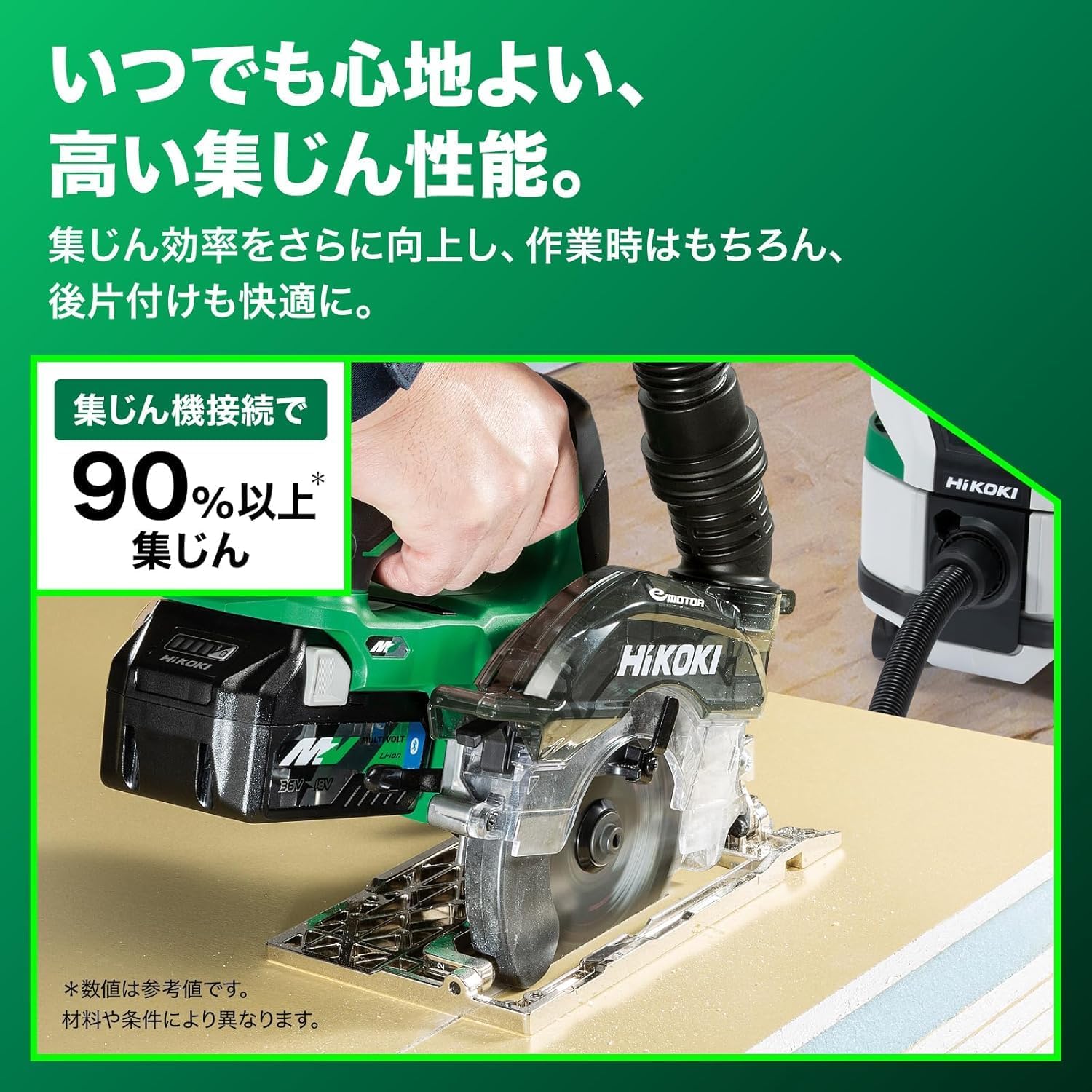 Detalle de HiKOKI C3605DYC(NN) 36V充電式集じん丸のこ ダストボックスセット