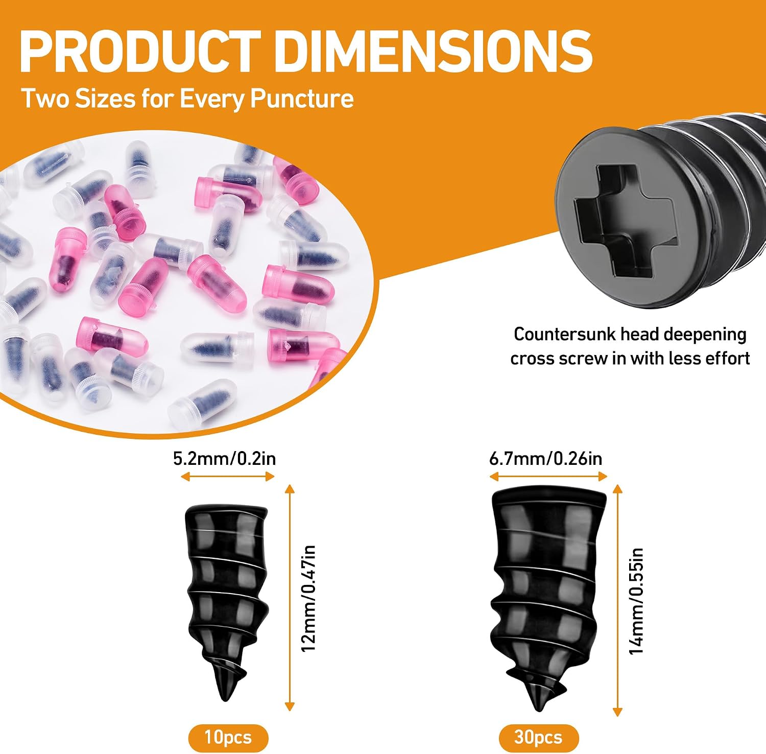 Detalle de 40-Piece Tire Repair Kit with Rubber Nails and Sealant Glue for DIY Flat Fixes