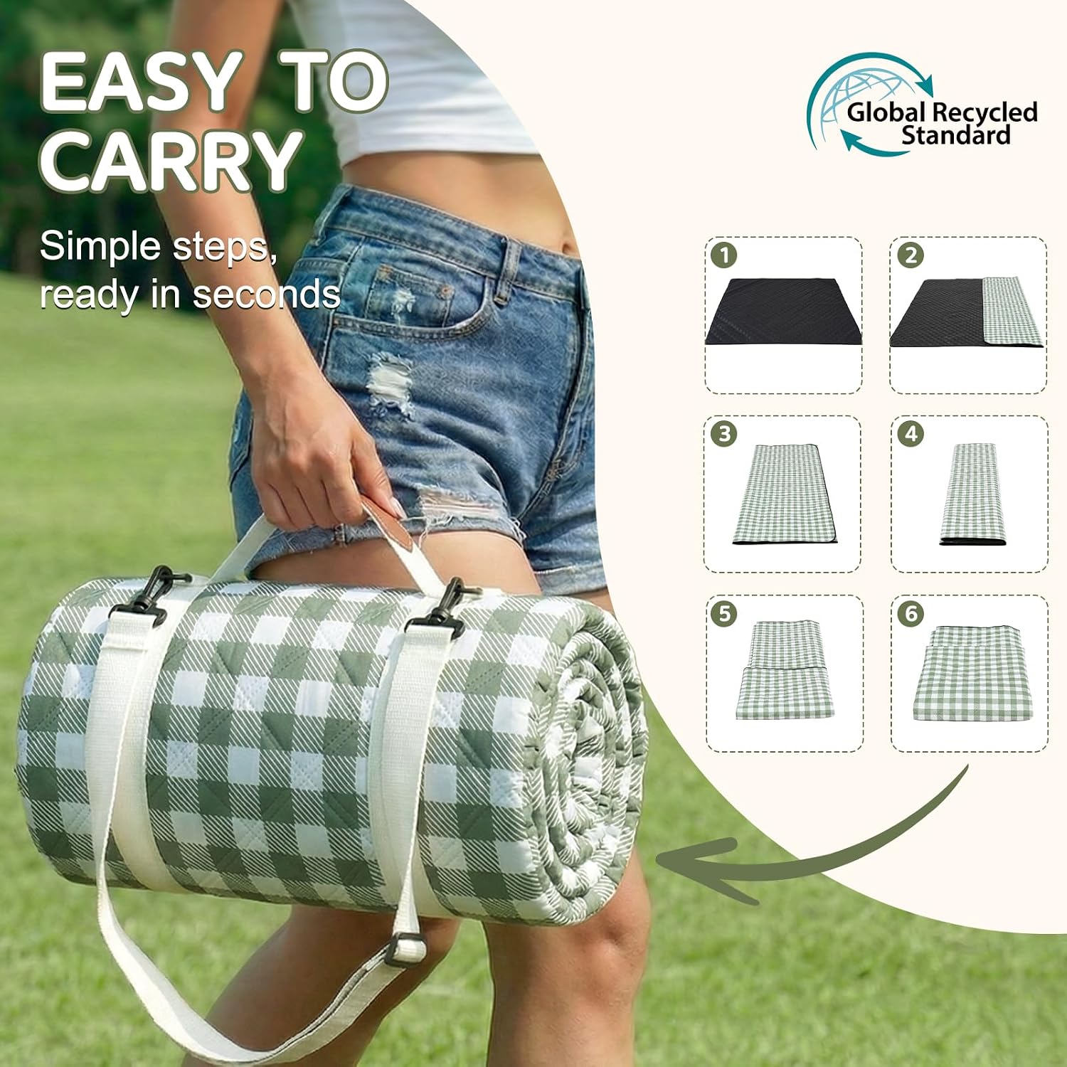 Detalle de Genovega Waterproof Picnic Blanket: Extra Large Outdoor Mat for Family Adventures