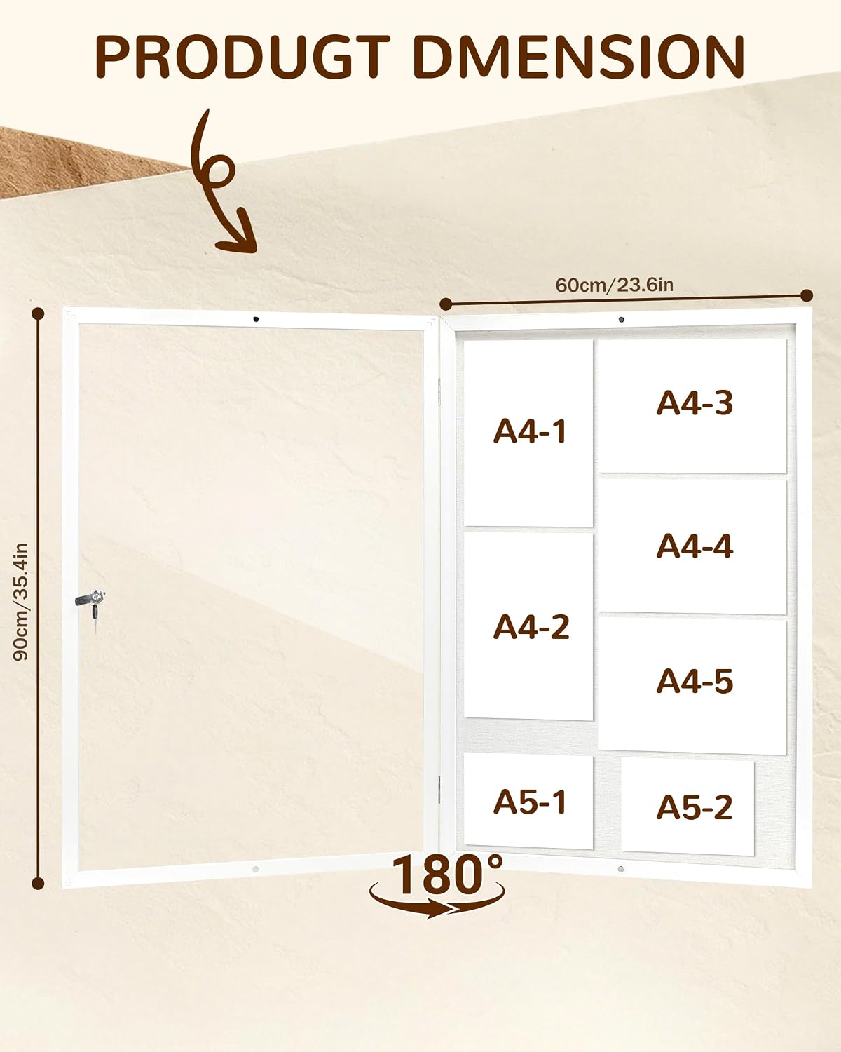 Detalle de Okydoky Enclosed Linen Bulletin Board, 36” x 24”, Lockable PET Door