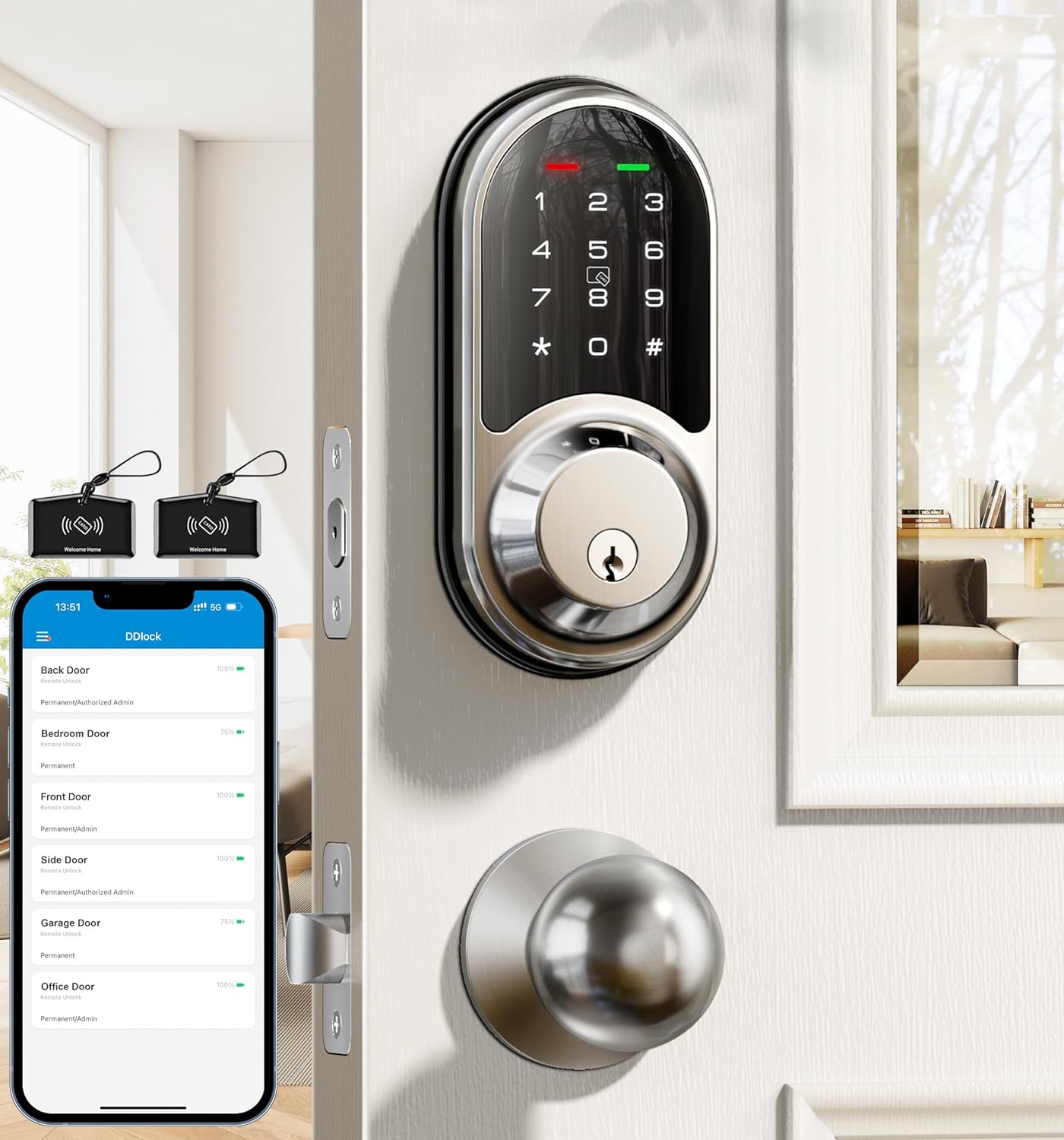 Detalle de Veise Smart Lock Satin Nickel