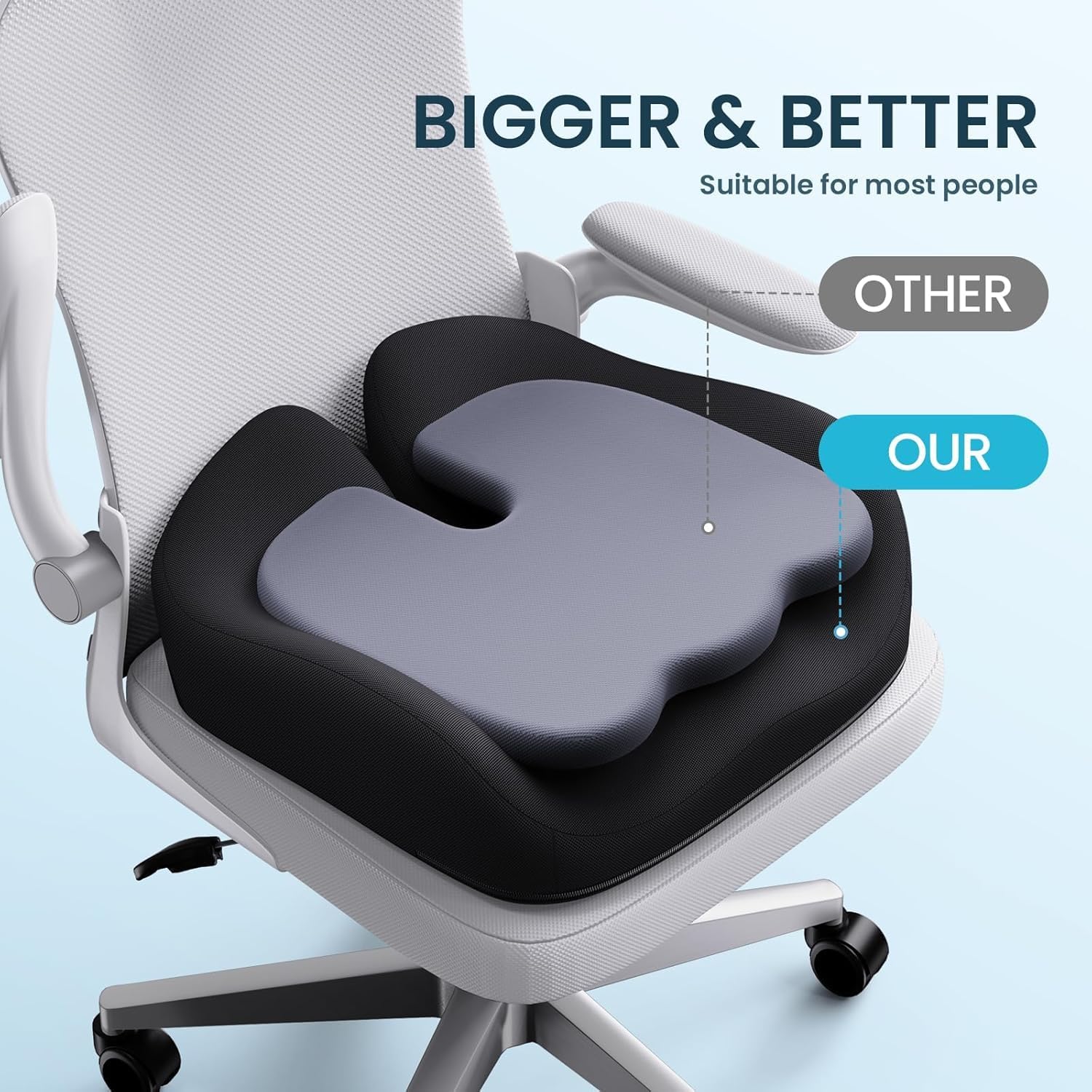 Thumbnail 3 de Benazcap Memory Foam Seat Cushion for Office Chairs and Cars