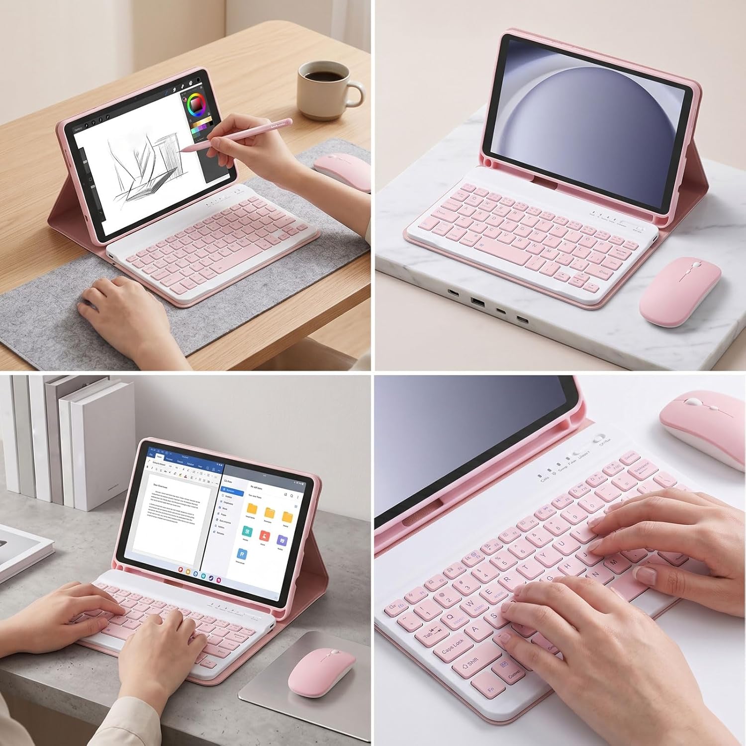Thumbnail 5 de VLEAQC Keyboard Case for Samsung Galaxy Tab A9 8.7-Inch (2023) – Pink