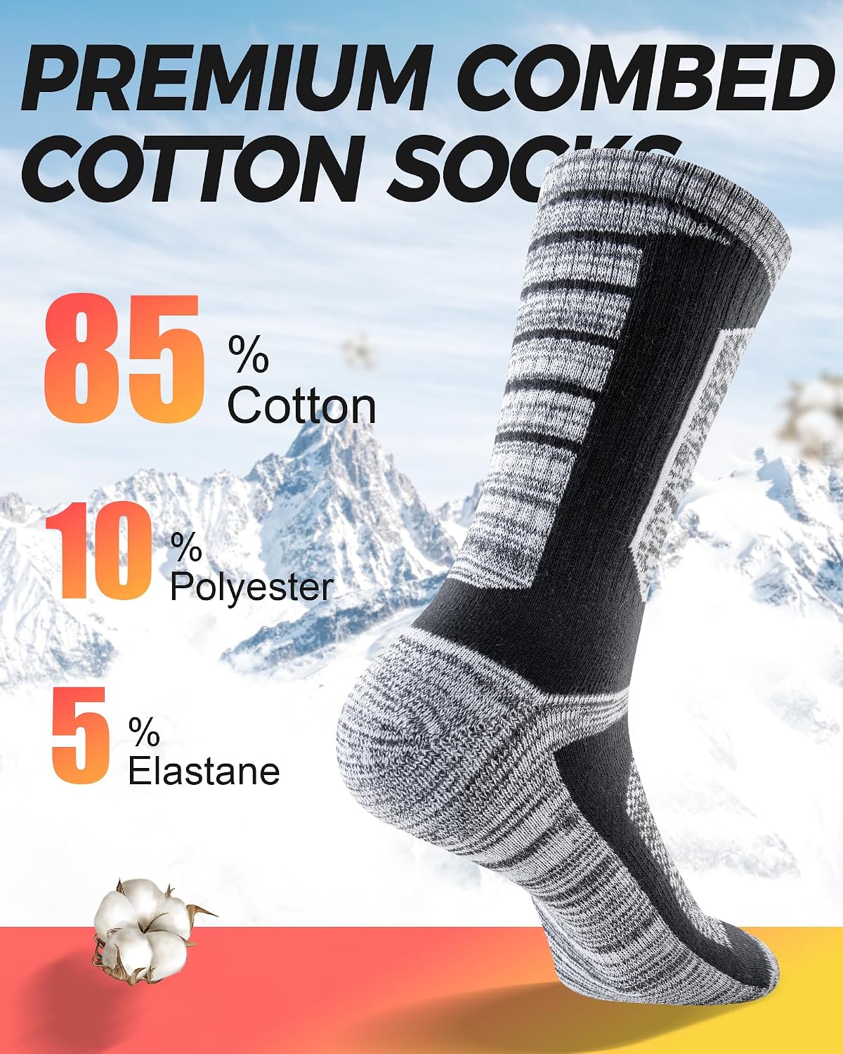 Detalle de Pandaplay Thermal Crew Socks, 5 Pairs, 85% Cotton with Full Cushioning