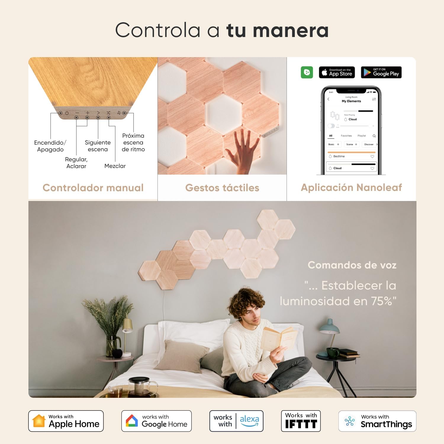 Thumbnail 6 de Nanoleaf Elements Kit de 13 Hexágonos LED Reg, WiFi, Alexa 🟤