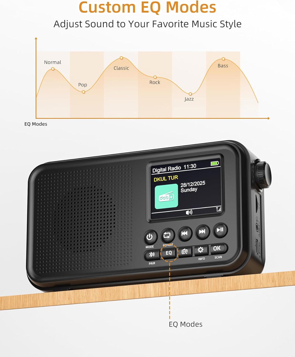 Thumbnail 6 de Mesqool Radio Digitale DAB&FM con Bluetooth e ricarica Type-C: 3000 mAh per tutto il giorno