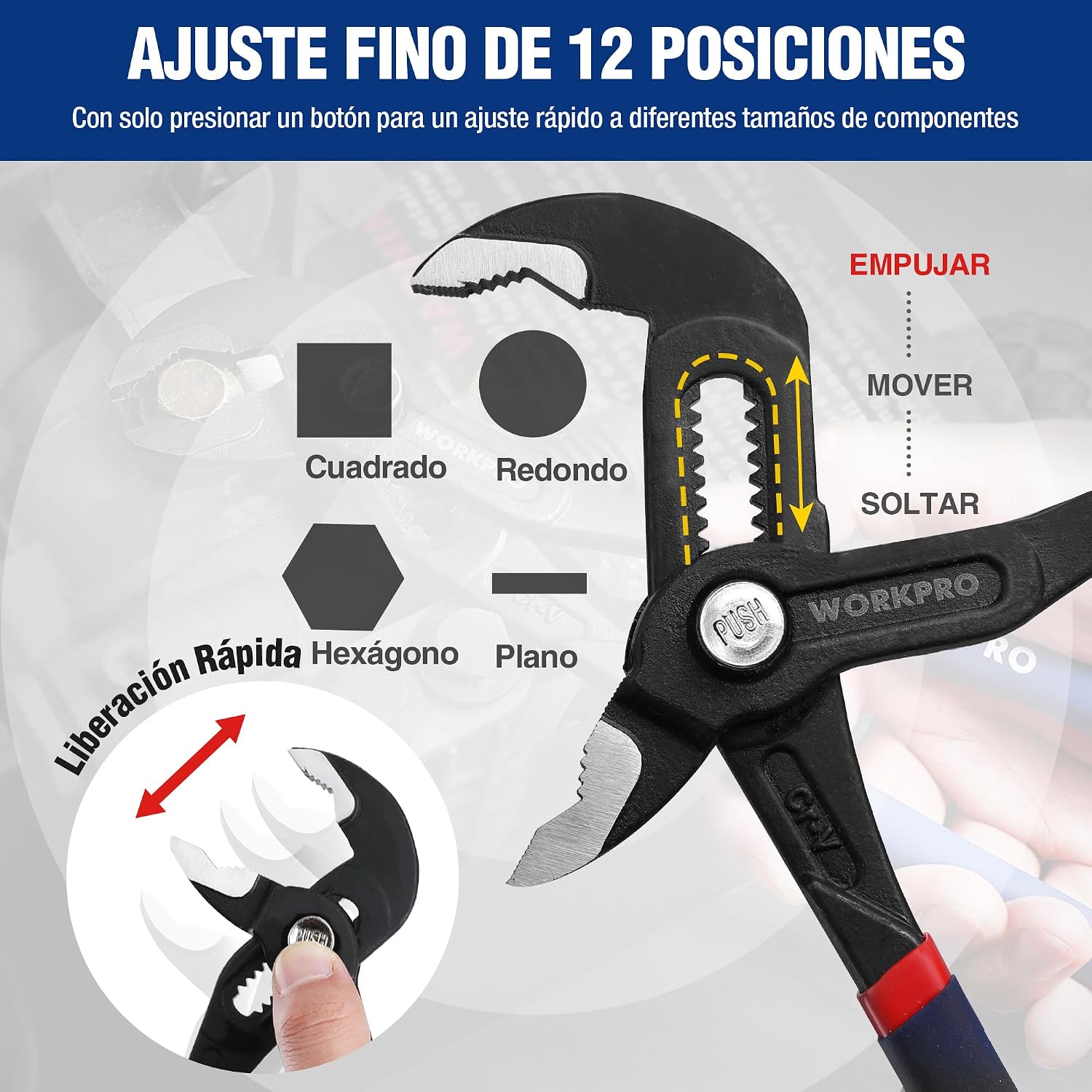 Thumbnail 5 de WORKPRO Alicates Curvos 305 mm bomba agua