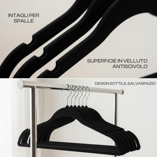 Detalle de Utopia Home Premium Grucce Velluto Nero – Confezione da 50