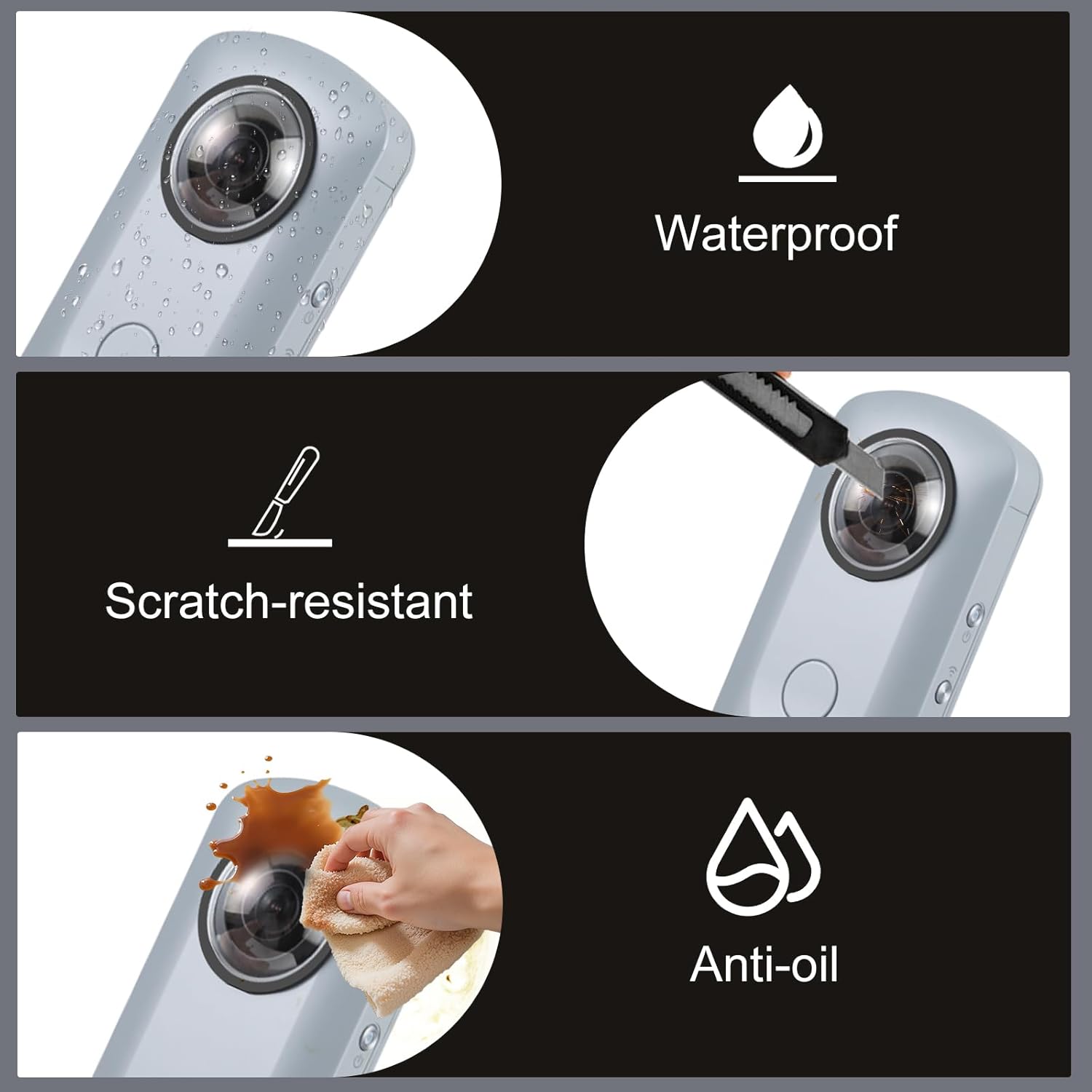 Detalle de PULUZ Objektivschutz für Ricoh Theta SC2 / S / V – Transparentes Doppel-Linsenschutz-Set