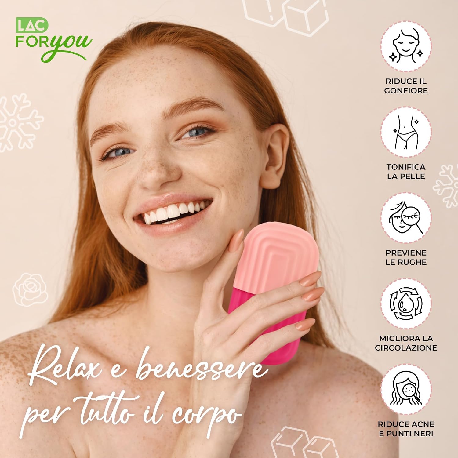 Thumbnail 1 de LAC FOR YOU Ice Roller Viso – Rullo Ghiaccio per ridurre il gonfiore, restringere i pori e illuminare la pelle