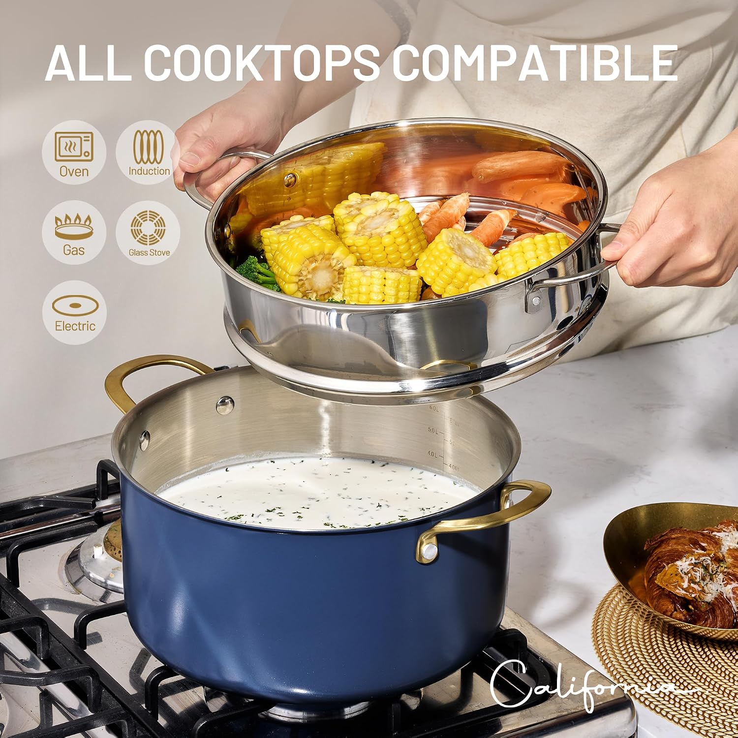 Detalle de CAROTE 8QT stock pot for even heating