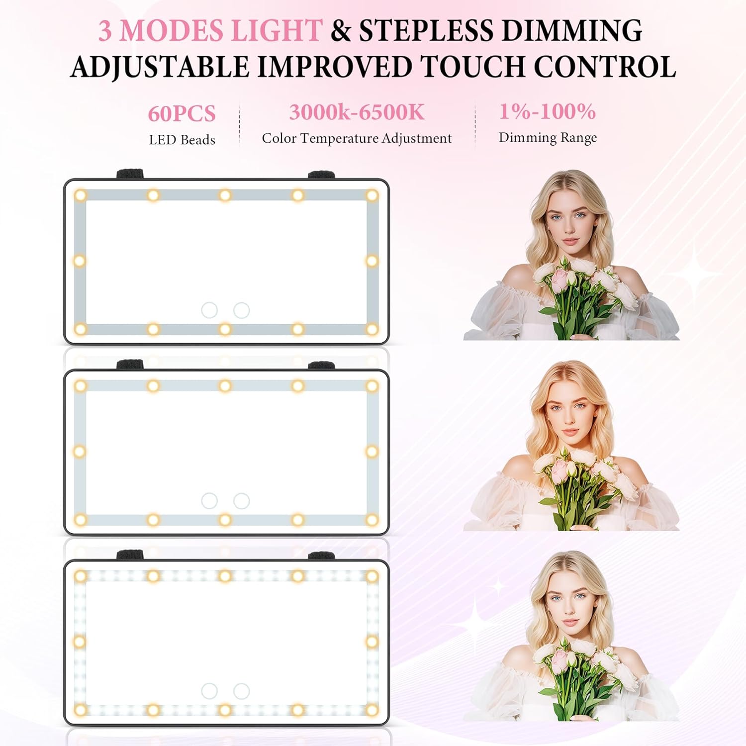 Thumbnail 1 de SINGARO Car Sun Visor Vanity Mirror 60 LEDs