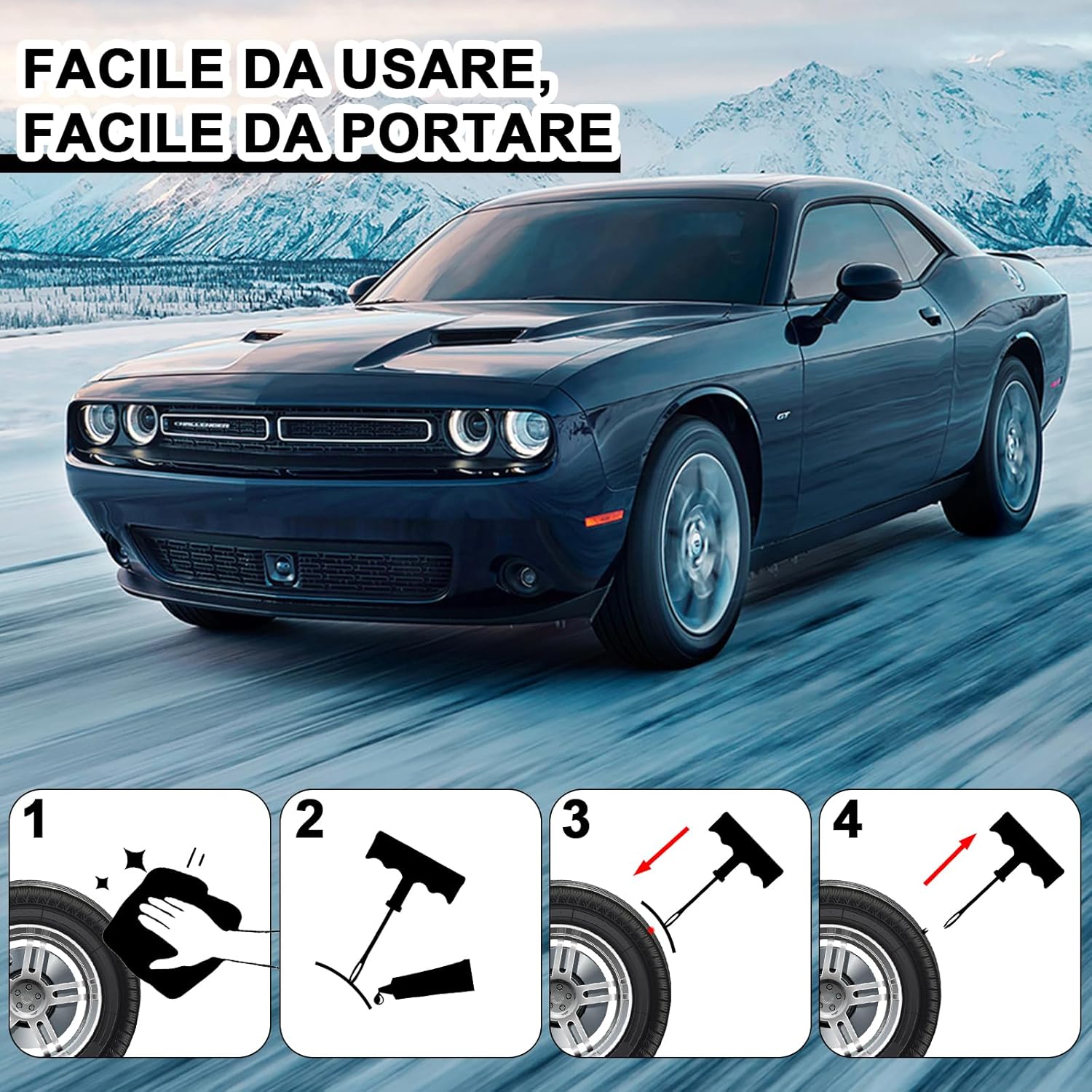 Thumbnail 2 de Faburo Kit Riparazione Pneumatici Auto, Moto e Professionale: affidabile e pratico per piccoli fori