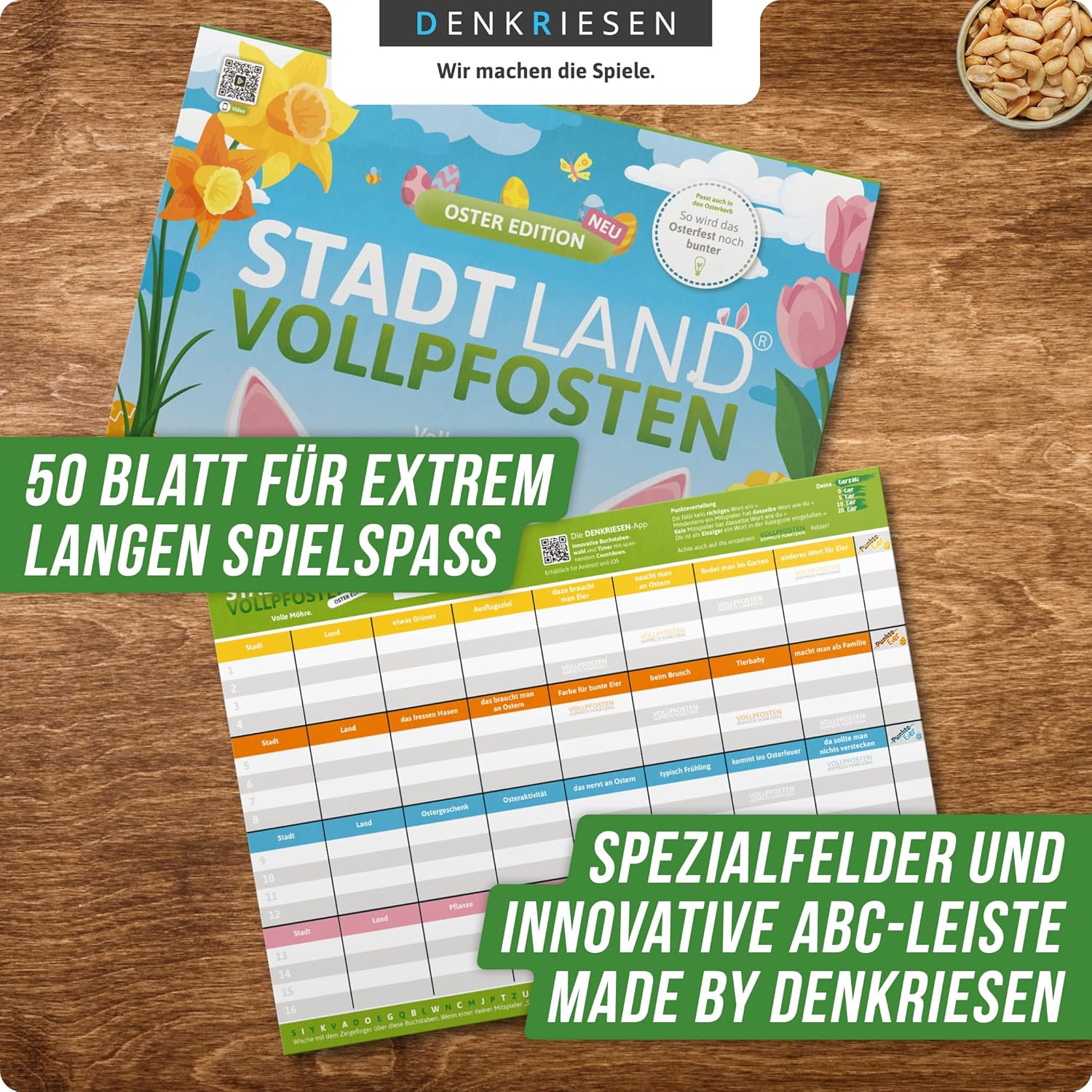 Thumbnail 3 de DENKRIESEN Stadt Land VOLLPFOSTEN Oster Edition – DIN A4 Spielblock, 50 Blatt