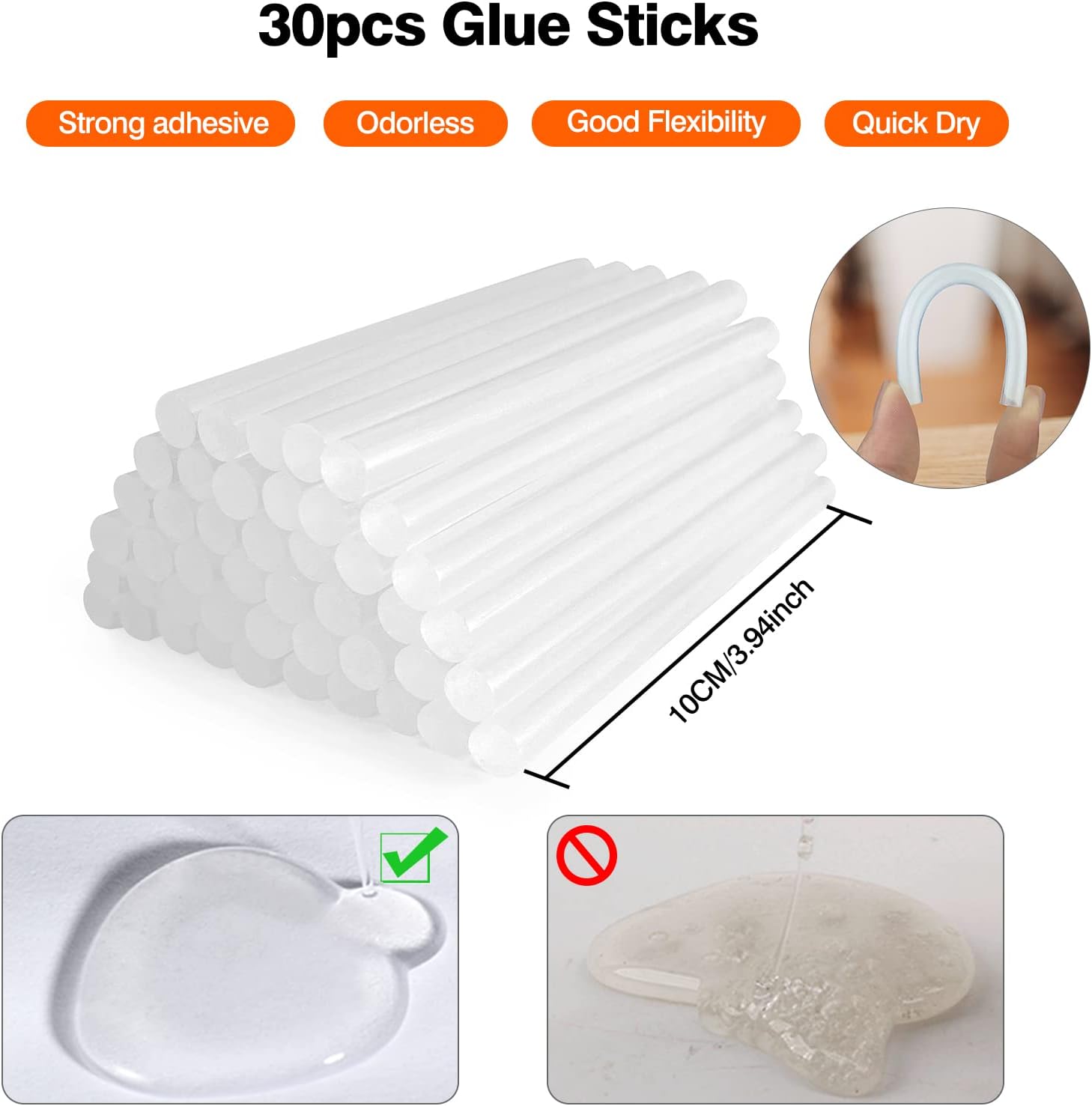 Detalle de SHJADE 20W Mini Hot Glue Gun Kit with 30 Sticks (White)