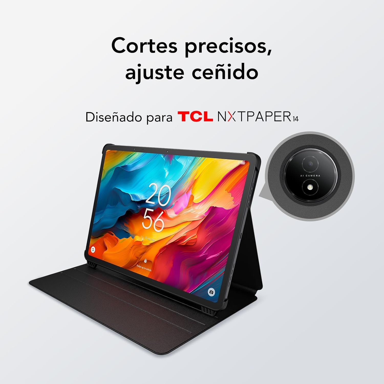 Thumbnail 3 de TCL NXTPAPER 14 Tablet Case (Black) – Slim PU Leather Flip Cover with 3 Viewing Angles, Magnetic Stylus Holder & Auto Sleep/Wake