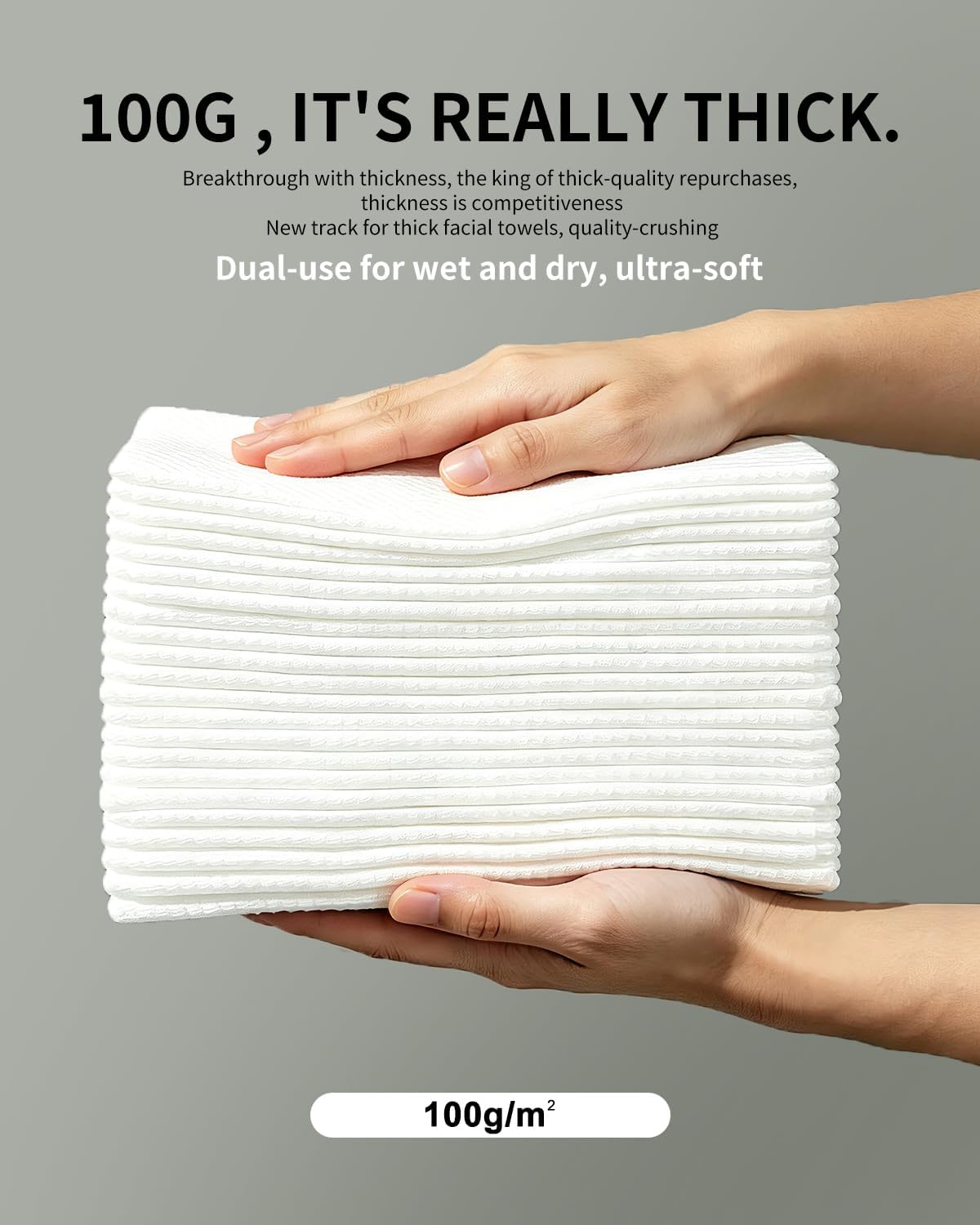 Detalle de LUXU Disposable Face Towels | Extra Thick, Biodegradable Plant Fiber Towels (50 Count) for Sensitive Skin
