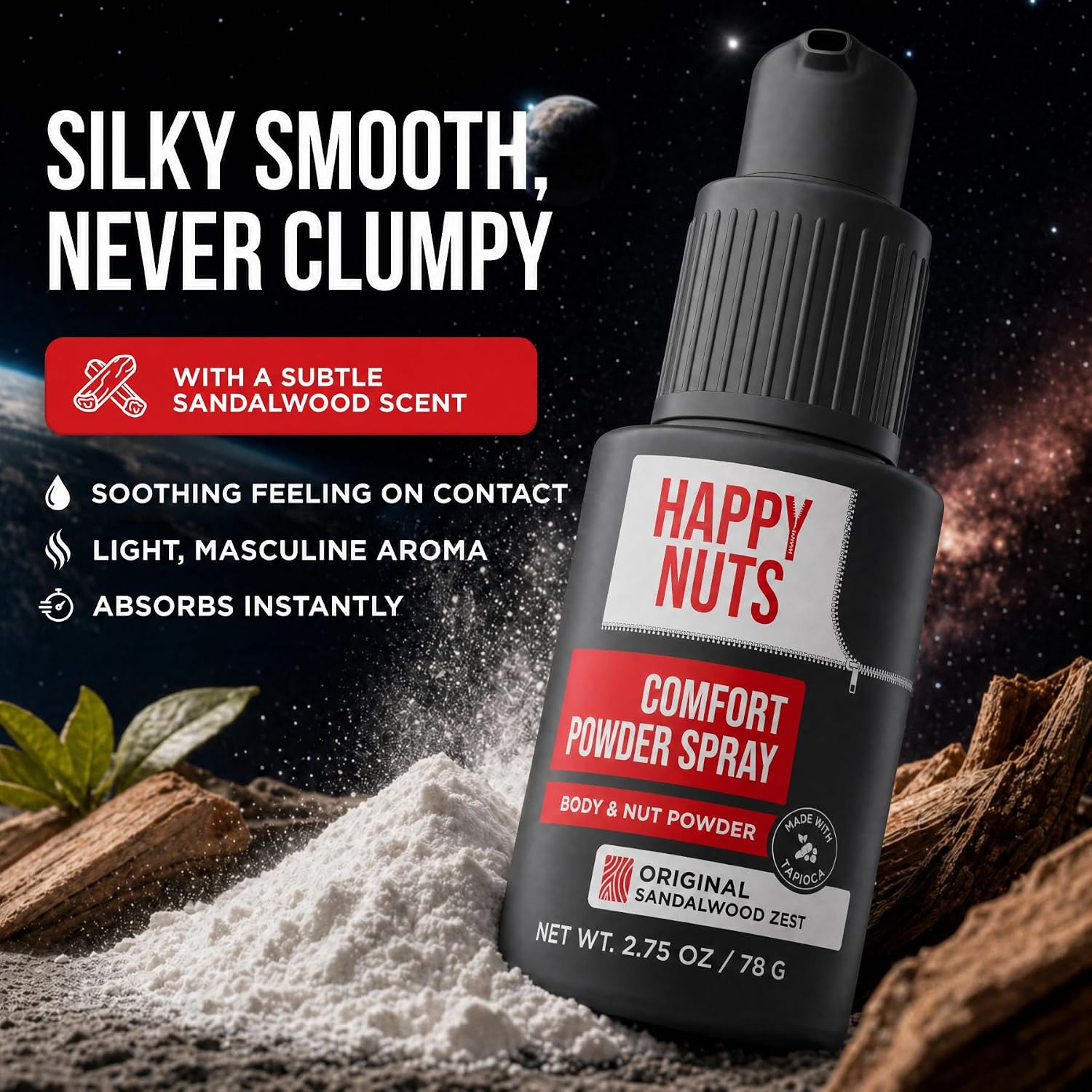 Thumbnail 5 de HAPPY NUTS Comfort Powder Spray (Talc-Free) for Anti Chafing & Men’s Deodorant, Aluminum-Free