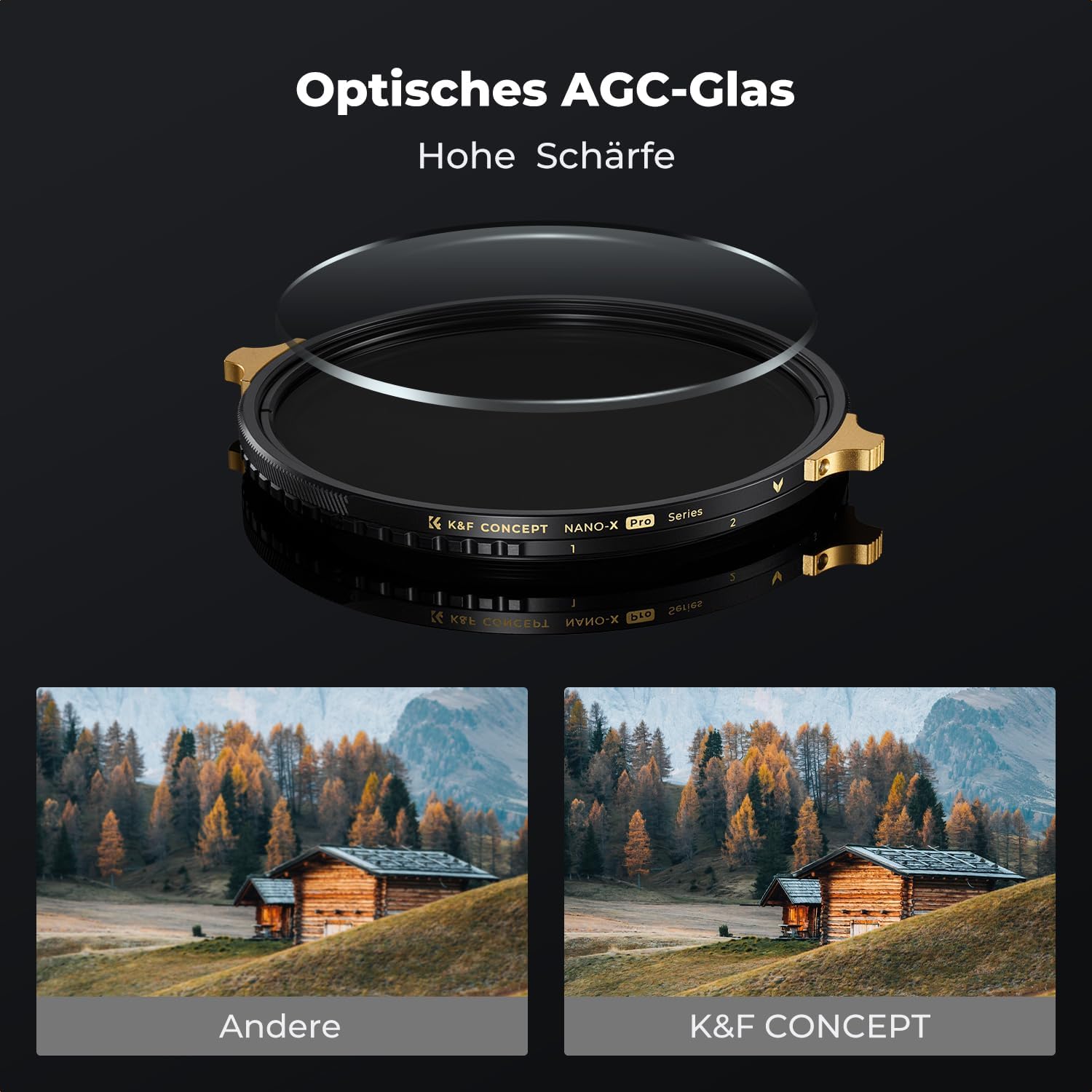 Thumbnail 6 de K&F CONCEPT ND-Filter 82 mm variabler Graufilter ND2–32 (1–5 Blenden, Nano-Xcel Pro Serie)