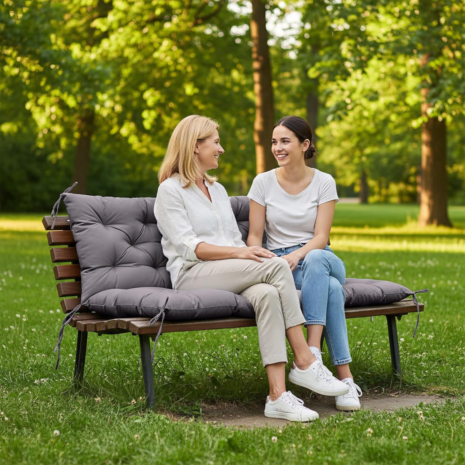 Detalle de ZxrFxr Waterproof Swing Seat Cushions: 2/3/4 Seater Thick Patio Bench Cushion (Dark Grey, 120x100cm)