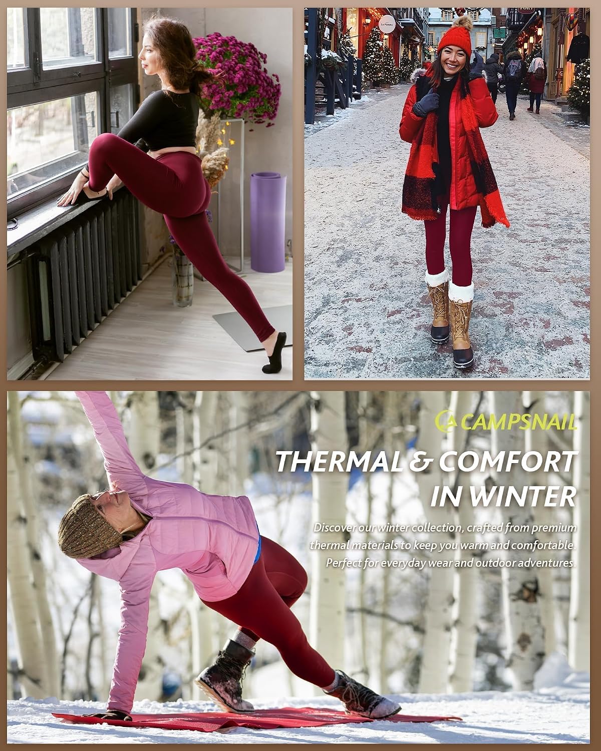 Detalle de CAMPSNAIL Fleece-Lined Leggings, Polyester-Spandex