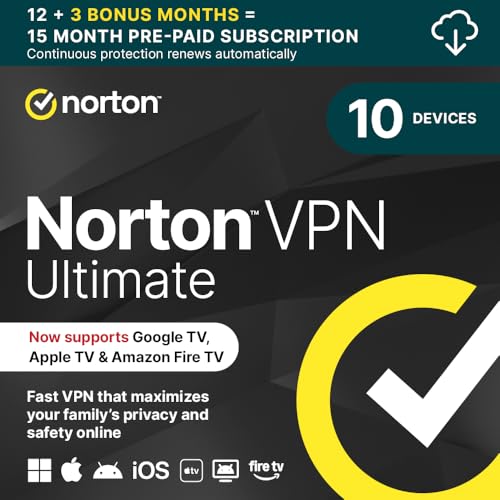 Detalle de Norton VPN Ultimate 2025: 15 months for up to 10 devices with activation code by email