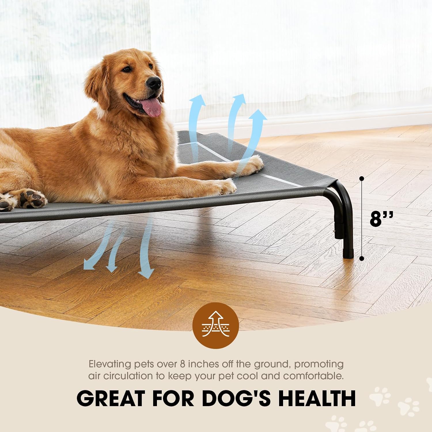 Detalle de Czpalo Elevated Dog Bed for Large Dogs, 43.3 x 31.9 in Textilene Mesh