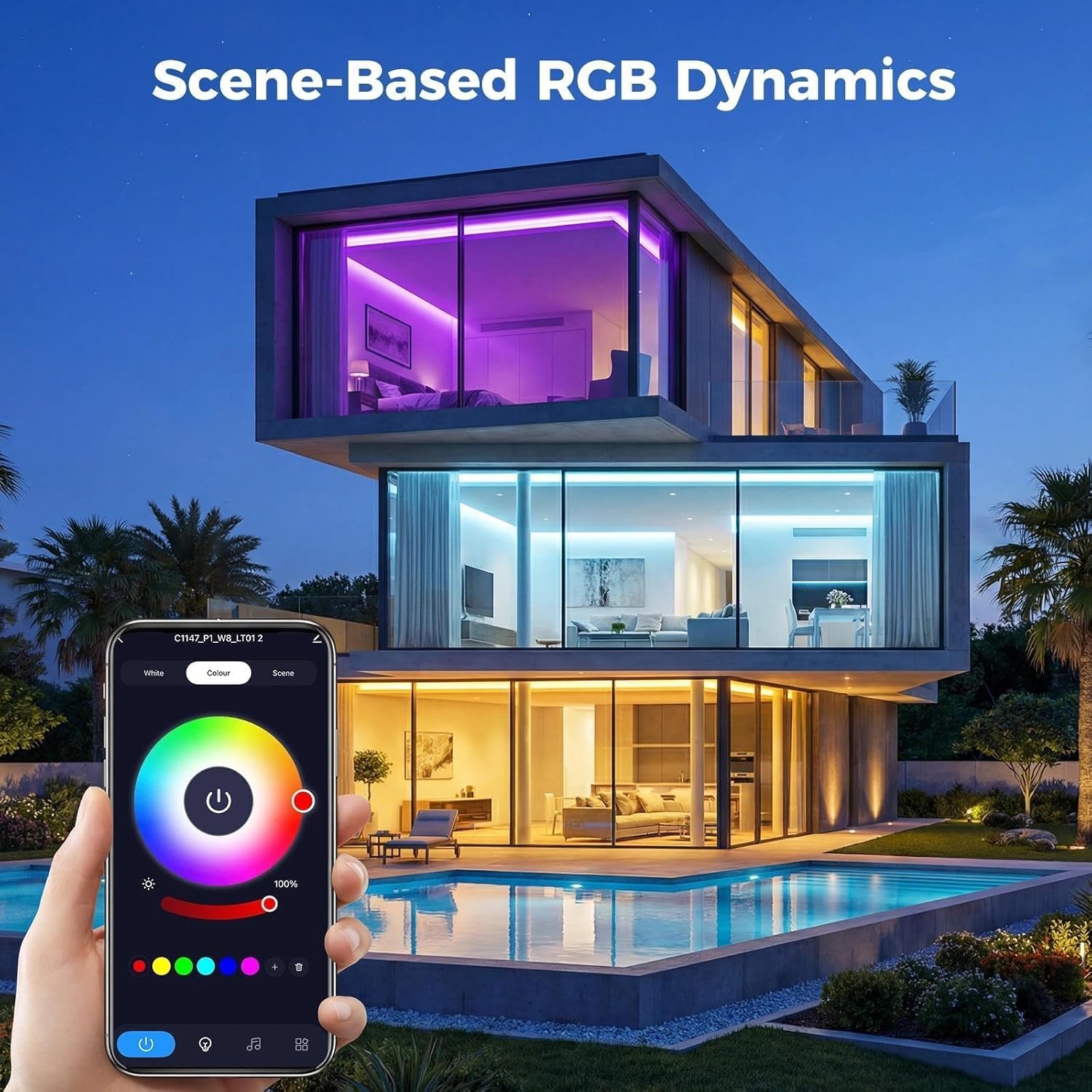 Thumbnail 2 de hepside Deckenlampe LED – 24W, RGB, dimmbar, mit Fernbedienung und App-Steuerung