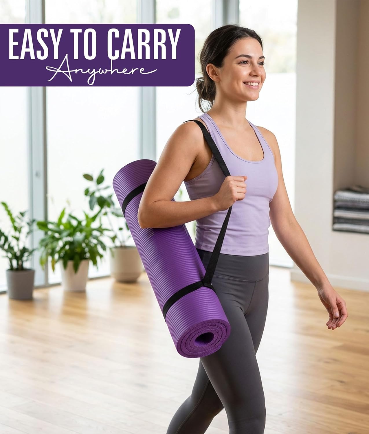Thumbnail 6 de ROMIX Yoga Mat 15mm Thick Foam Exercise Mat – 183 x 60 cm, Non-Slip with Carry Bag