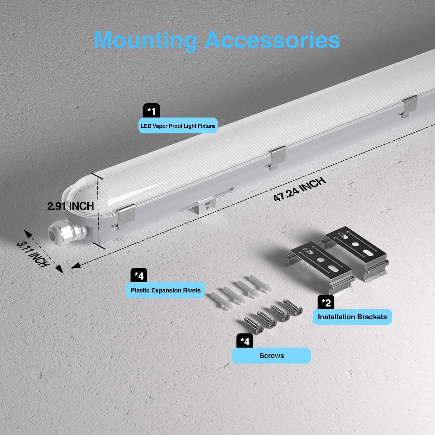 Thumbnail 5 de G GJIA GGJIA-H2515 4 ft LED Vapour-Tight Light, 4-Pack, IP65