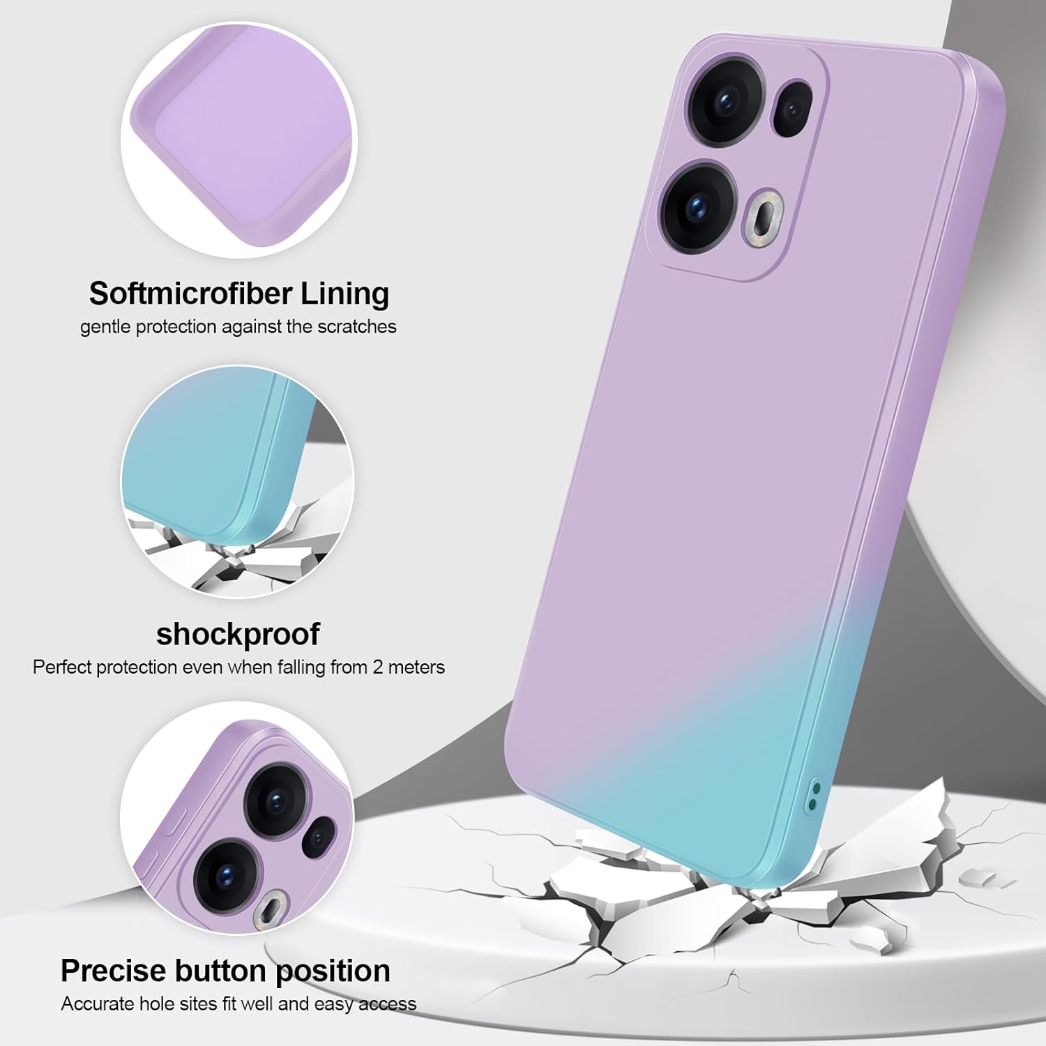 Thumbnail 1 de GiiYoon Silky-Soft Touch Silicone Case for Oppo Reno 13 Pro (Purple)