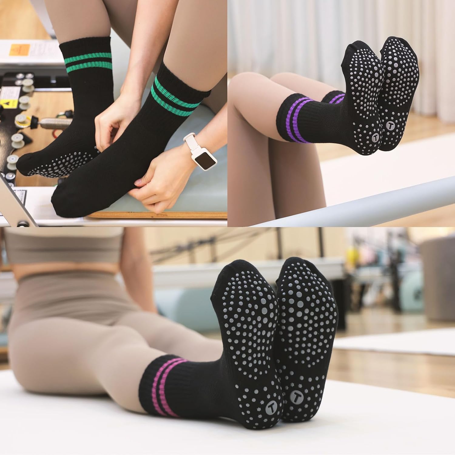 Detalle 2 de Toes Home Pilates Socks Non-Slip, 4 Pairs