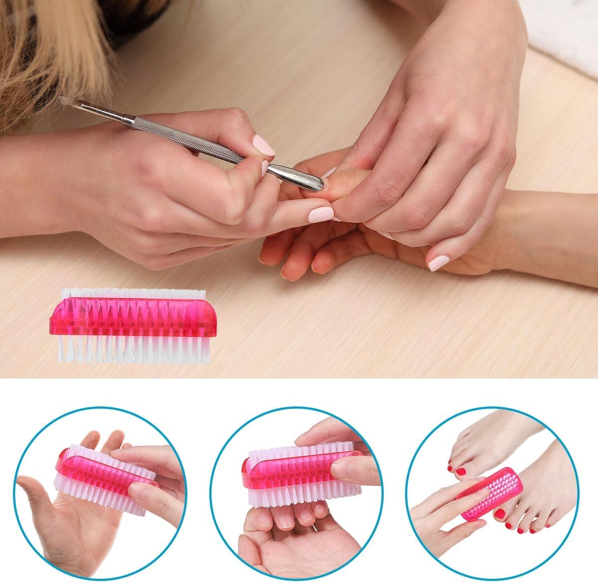 Detalle de zoerbufan 4 Pcs Double Sided Nail Brush Set with Handles