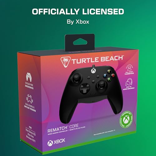 Detalle de Turtle Beach Rematch Core Black Wired Gaming Controller with Audio Controls – Hall-Effect Sticks, Rumble Motors, Xbox & PC licensed