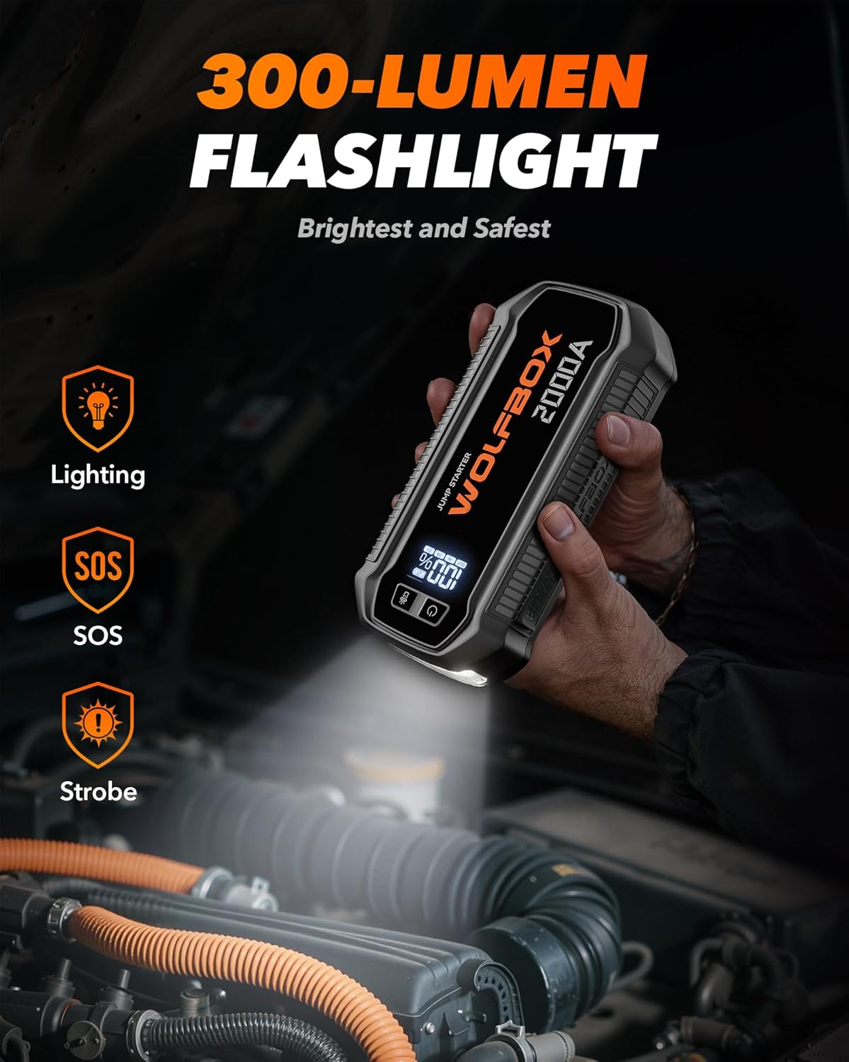 Detalle 2 de WOLFBOX 2000A Jump Starter 44.4Wh car booster