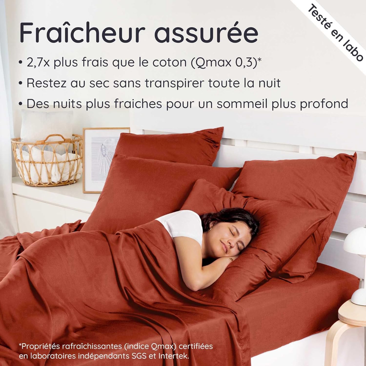 Thumbnail 2 de Bambaw Drap housse en bambou Tanboocel 160 x 200 cm (terracotta) pour matelas jusqu’à 35 cm