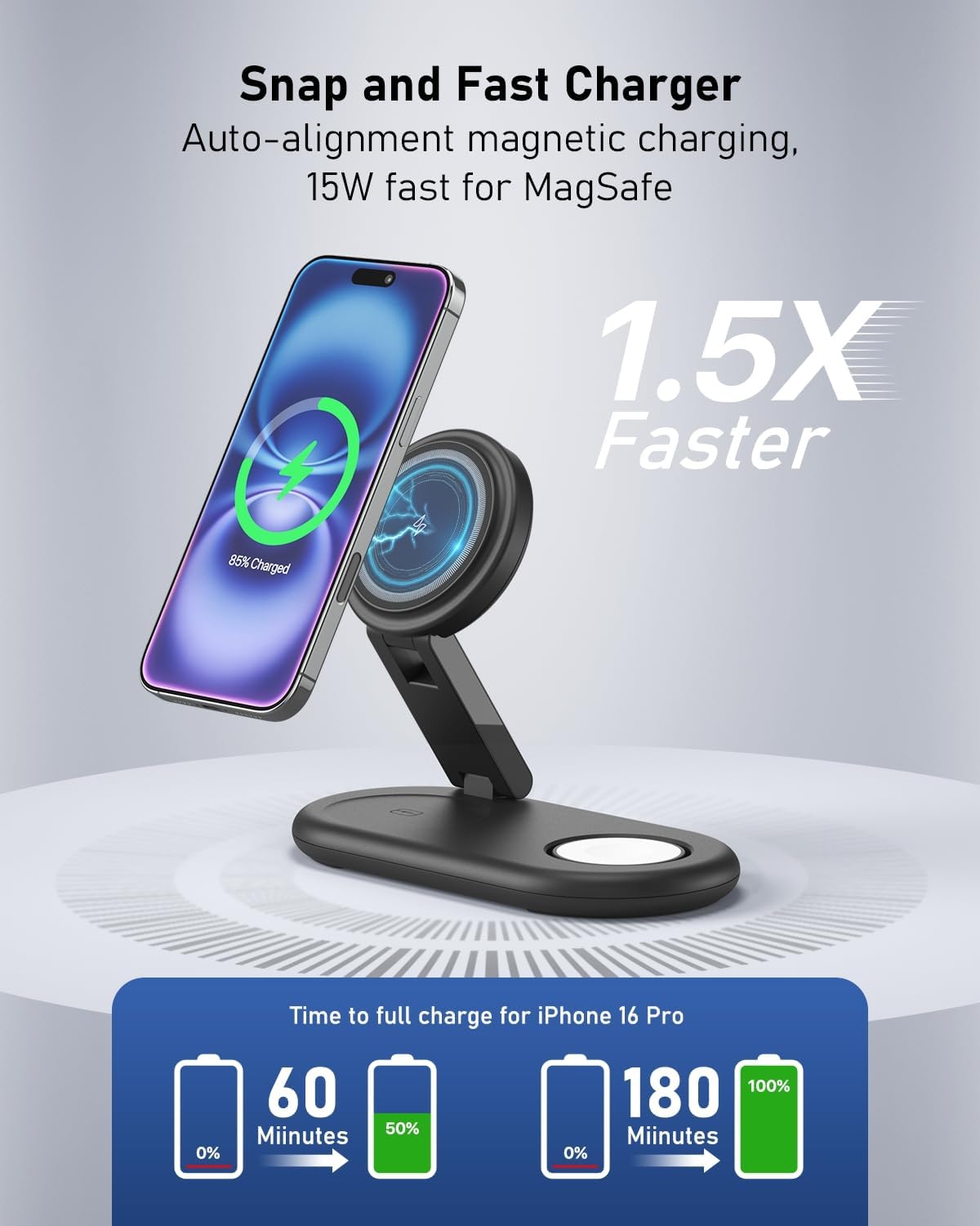Detalle 2 de 3 in 1 Wireless Charging Station for iPhone