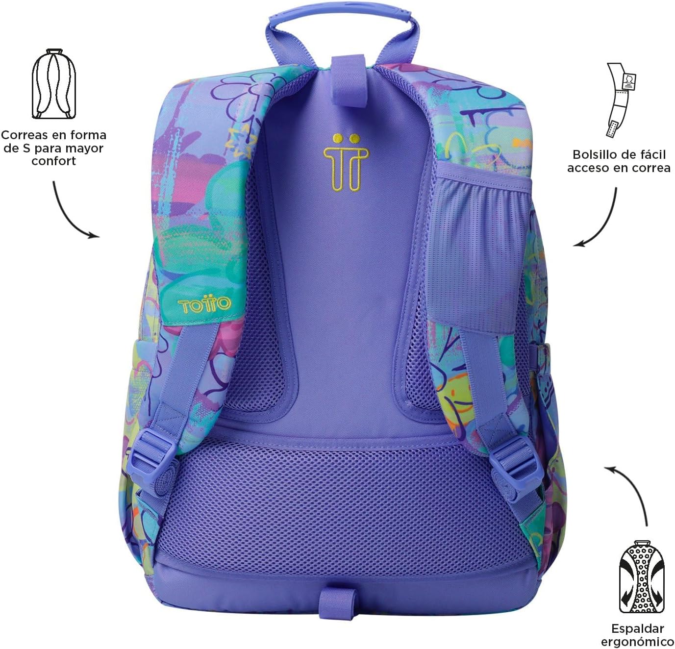 Thumbnail 2 de TOTTO Mochila Escolar Acuareles: 20 L, adaptable a carro y con compartimento para portátil