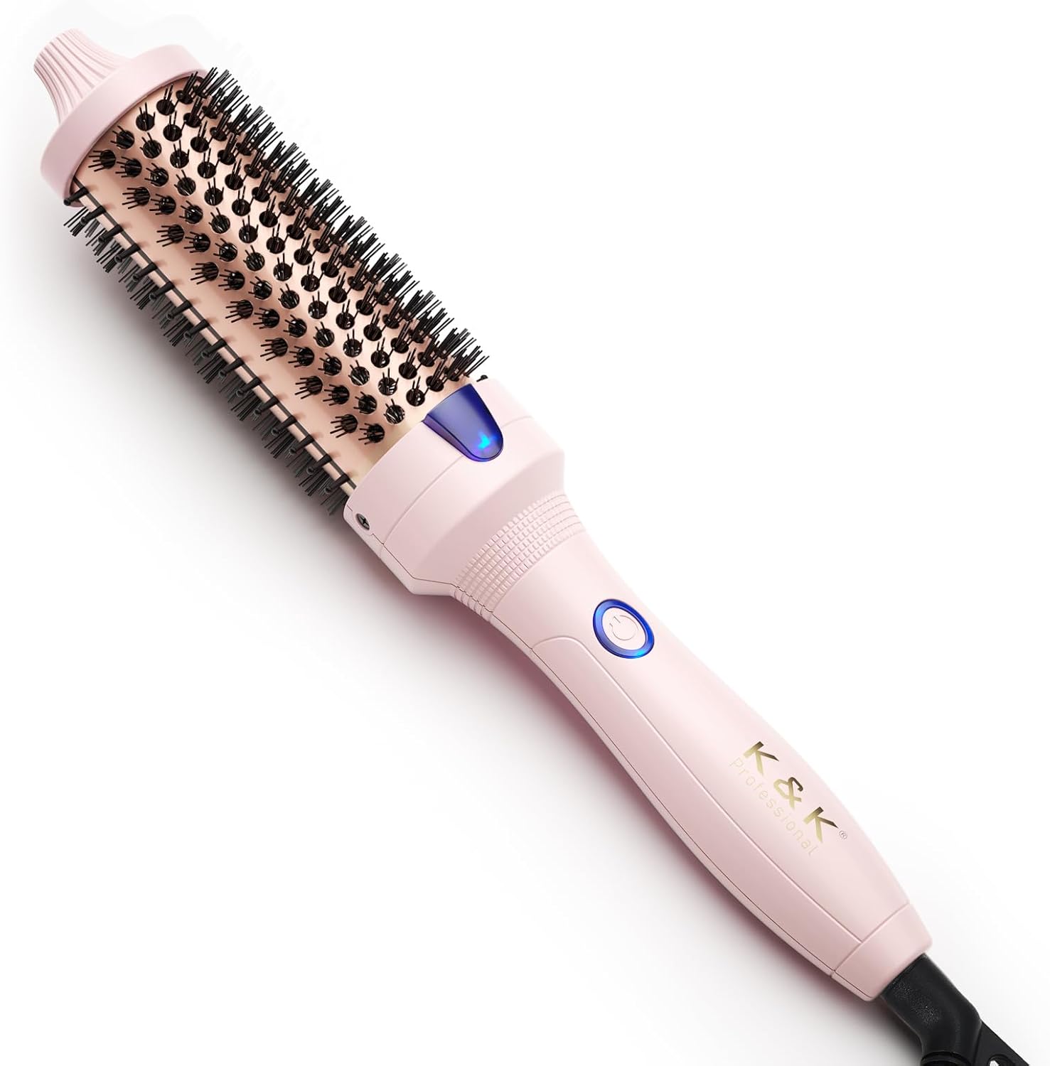 K&K Thermal Brush Keratin Protect Heated Barrel (38 mm) Pink – Dual Voltage, Ionic, UK Plug
