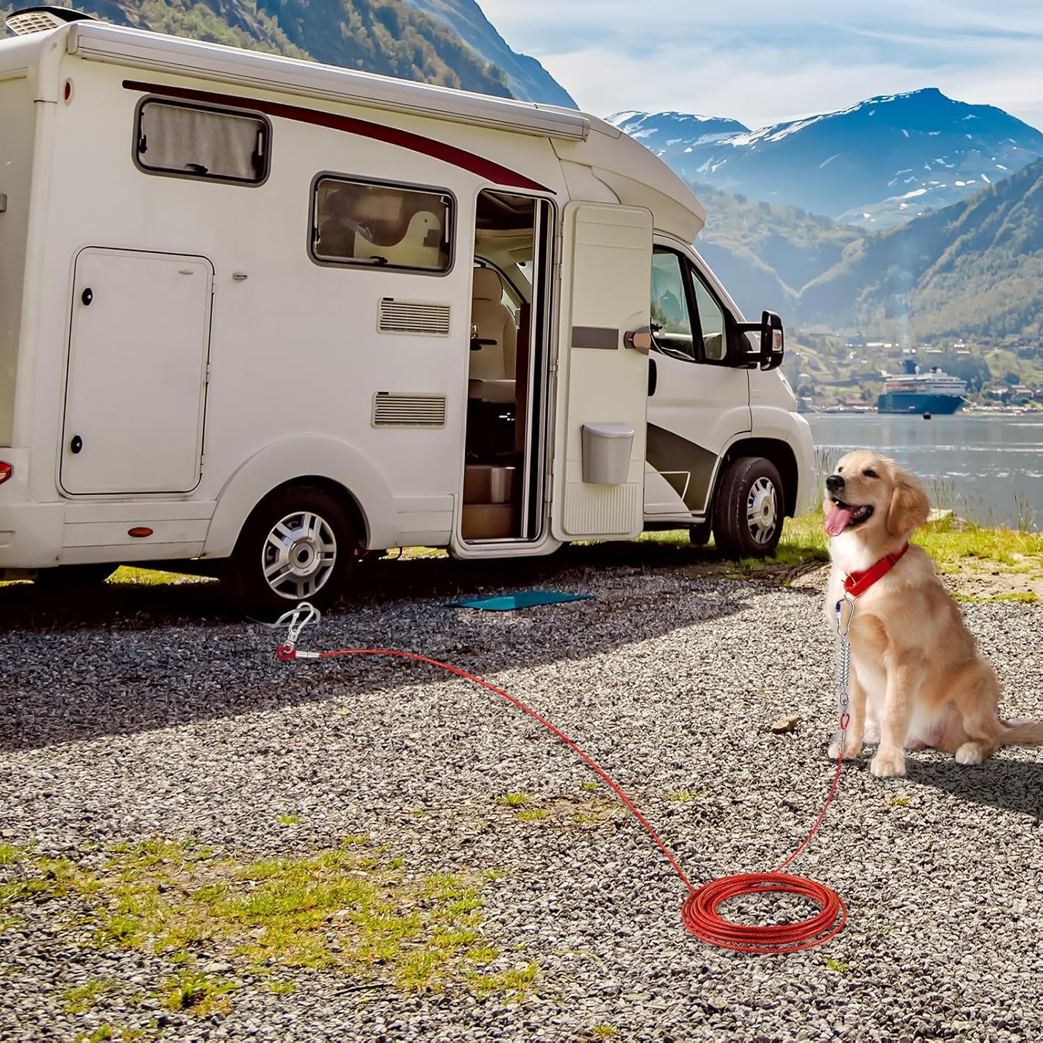 Thumbnail 6 de Dog Tie-Out Stake 304 Stainless Steel Camping Dog Anchor (0.4cm thickened) for RV, Auto & Pets