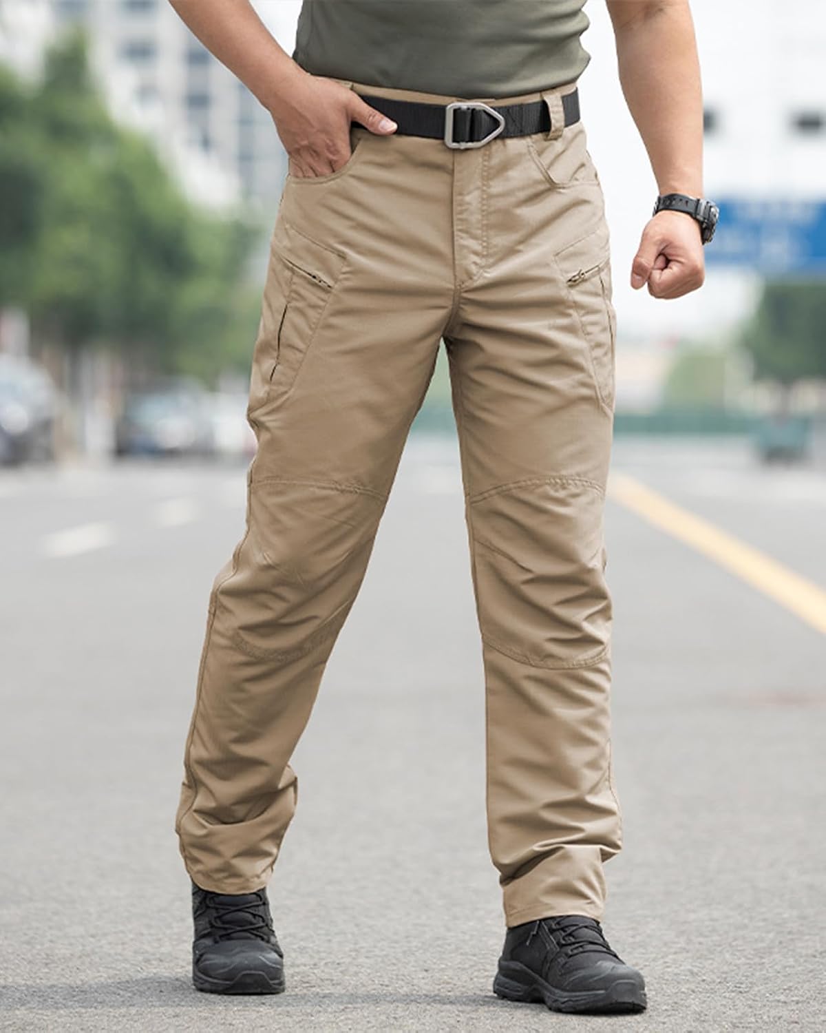 Detalle de Tooprvix Men's Stretch Tactical Cargo Pants, Water-Resistant Ripstop, 6 Pockets