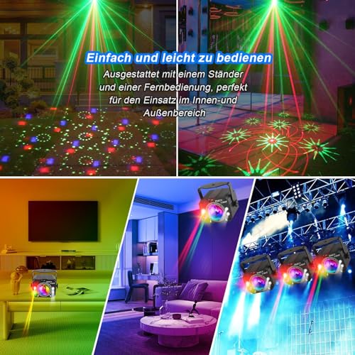 Detalle de Nigecue 3 in 1 Discolicht Partylicht mit Fernbedienung – Musikgesteuert, Stroboskop & RGB-Hintergrundbeleuchtung