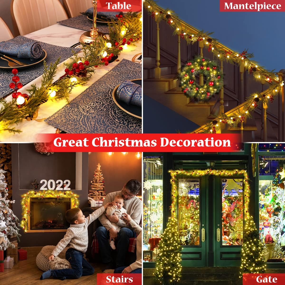 Thumbnail 6 de Quntis Guirlande de Noël lumineuse avec minuterie – 175 cm, 20 boules LED