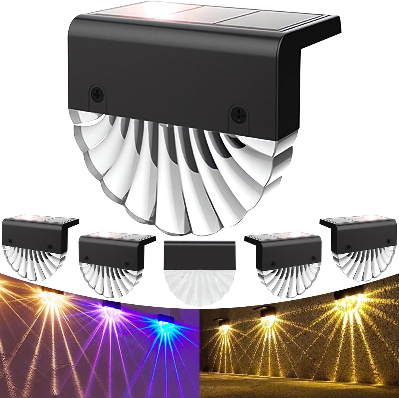 Detalle de Anmossi TY-BD-6PCS solcellslampor utomhus, 6-pack med två ljuslägen och IP65
