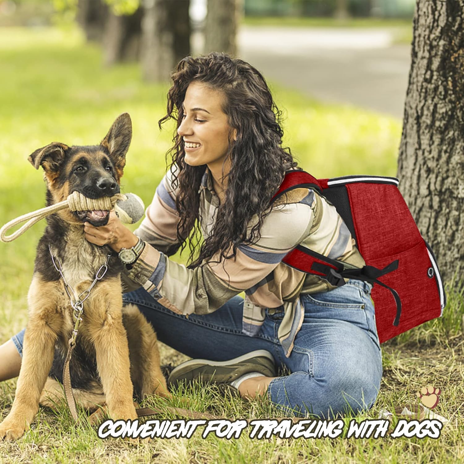 Thumbnail 6 de BAGLHER Dog Travel Bag Backpack – Airline Approved with 2 Collapsible Bowls & 2 Food Baskets (Red)